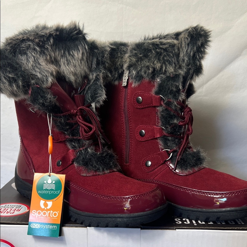 Sporto Women's Red Fur-Lined Winter Boots